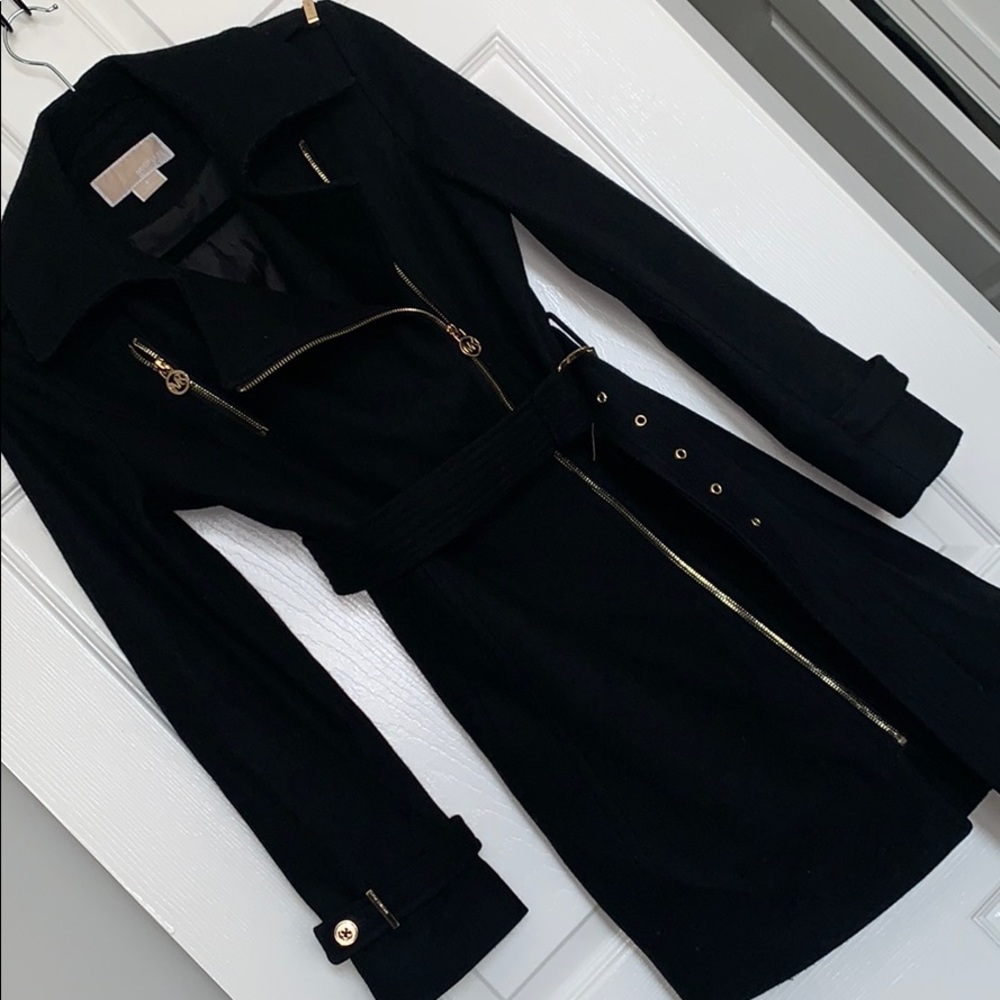 Michael Kors Women's Black Wool Blend Coat Size 4
